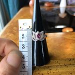 Natural Rhodolite Garnet Sterling Silver Lotus Ring Size 6 Gold Photo 3