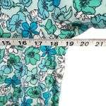Lands End Top Womens L Island Aqua Blue Floral Smocked Square Neck Feminine Size L Photo 6