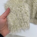 Soft Surroundings  Gold Fuzzy Metallic Pullover Sweater Womens M Crew Neck Casual Photo 3