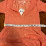 Free People  wanderer Maci dress boho gown coral chiffon metallic gold textured 4 Photo 13