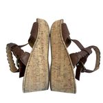 Born Brown Leather Cork Wedges Sandals Ankle Strap Braided Size 9 Women's Photo 9
