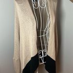Wooden Ships  Womens S/M Cotton Blend Open Cardigan Sweater Tan & Black Open Knit Photo 0