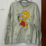 The Simpsons Lisa Tie Dye Crewneck Sweatshirt Womens XL Green Graphic Pullover Photo 0