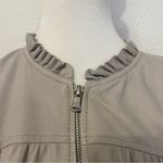 Rebecca Taylor ruffle trim light grey lamb skin leather bomber jacket blazer 8 Photo 6