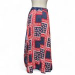 Vintage Americana Red Blue Bandana Floral Paisley Print Wrap Maxi Skirt OS Size undefined Photo 6