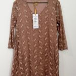 NWT April Cornell Prism Tunic XS Brown Floral Lace Embroidered Cottagecore Photo 0