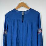 Blue Rain  Dress Women Size XS NWT Blue Floral Embroidery Boho Spring Western Photo 6