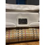 STONE & CO. Shoulder Bag White Faux Leather Multicolor Woven Straw Purse Boho Photo 1