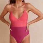 Summersalt The Wave One Piece Swimsuit Pink Red Size 10 Eco Fabric Colorblock Photo 0