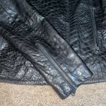 J Brand Croc Embossed Lamb Leather Moto Jacket Black Small Photo 6