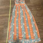 Angie NWT Boho Knot Front Printed Maxi Dress Blue Orange Size Medium Photo 11
