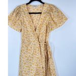 Madewell Womens Dress Yellow Fiore Mini Floral Ditsy V Neck Wrap A Line Boho XS Photo 5