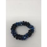Stretch Bracelet Faceted Glass Beads Black &‎ Blue Tone Blue Hues Sparkle Photo 1