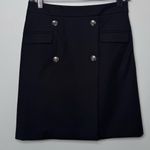 Talbots Faux Wrap Button Detail A-Line Skirt Pockets Black Side Zip Lined 0p Photo 1