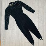 Vintage rare 1980s Lillie Rubin star metal studded stirrup jump suit unique sm Black Photo 2