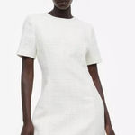 H&M  Boulce Tweed Short Sleeve Sheath Dress Ivory Shimmer Medium Photo 0