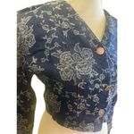 Avon Fashions Vintage 80’s/90’s Blue with Silver Floral Design Cropped Bolero St Photo 5