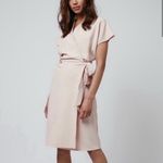 Topshop US 8 Cream Wrap Dress Short Sleeve Tie Waist Casual Party Photo 1