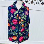 Lands' End  Floral Navy Down Vest Plus Size Women’s Size 18 Photo 3