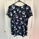 Ellen Tracy Dusty Floral Navy Hi-Lo Tunic/blouse Soft Knit Short Sleeve ≠SIZE S Photo 8