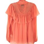 J.Crew NEW/NWT  Collection Salmon Silk Chiffon Tie-Neck Blouse Size XS Photo 3