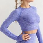 Purple Jacquard Seamless Cropped Long Photo 0