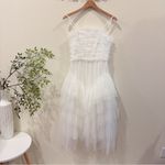 J.ING Jing White Lace / Mesh Wedding Bridal Midi Dress Size Small NWT Photo 1