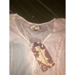 Band of Gypsies BOG Collective NWT White Long Sleeve Blouse Sheer Flare VNeck XS Photo 2