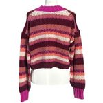 Free People Chunky Knit Devon Striped Boxy Cropped Pink Rose Sweater Size Medium Photo 6