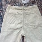 Mango NWT 328 Bonnie Straight Leg Jeans with Buttons Cropped High Rise Cream 6 Photo 14
