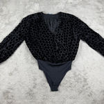ZARA  Bodysuit Top Velvet Polka Dot Long Sleeve V Neck Snap‎ Closure Party M Y2K Photo 0
