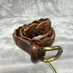 VTG Women's Braided Belt Small Brown Genuine Leather Chain Style Brass Buckle Photo 1
