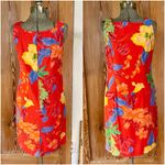 Vntg 90s K.C. Spencer New York Square Neck Bold Tropical Floral Sun Dres Sz S Red Photo 1