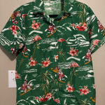 Boutique surfing Santa cruise holiday wear button down medium Red Photo 0