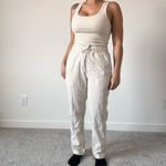 H&M Linen Cotton Blend Cream Straight Leg Pants Photo 1