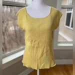 August Silk  Butter Yellow Ribbed Square Neck Cap Sleeve Knit Top Size Large Photo 6