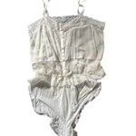 Victoria's Secret VTG Victoria’s Secret White Cotton 1Pc Teddy Sz M Lace Pleating Satin Buttons Photo 2