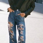 Anthropologie Pilcro The Joey High Rise Destroyed Straight Jean Size 29 NEW $140 Photo 0