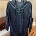 Oversized Velour Tunic Top Charcoal Gray Womens Small Hoodie Pullover Photo 6