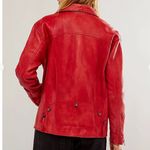 Free People NWT  Jealousy Leather Moto Jacket in Flame Photo 4