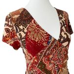 Ralph Lauren Lauren XL Dress Stretch Retro Boho Faux Wrap Patchwork Paisley Belt Photo 8