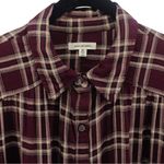 Max Studio  Maroon and Tan Plaid Jersey Button Down Fall Pumpkin Patch Size XL Photo 2