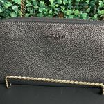 Coach  Metallic Leather Accordion Zip Wallet in a metallic graphite Photo 0