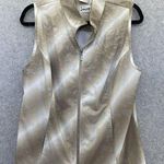 Chico's  Women's Vest Full Zip Beige White High Neck Medium Size 1 Athletic Photo 0