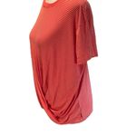 Eddie Bauer Eddy Bauer Melon with White Stripes Short Sleeve Round Neck Ruched Sides Tee S Photo 2