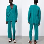 ZARA NEW Straight Leg Linen Blend Knit Pants in Size Small Photo 10