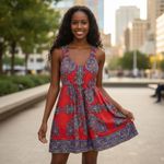 Tibi Silk Boho Dress Red Paisley Print Size 2 Photo 1