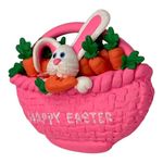 Vintage Happy Easter Bunny‎ Carrot Basket Pin Brooch Holiday Spring Jewelry Pink Photo 1