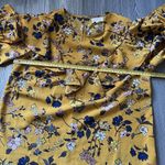 Mello Day Shirt Womens Medium Floral Ruffled Long Sleeve Yellow Photo 4