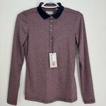 NWT Kjus Women's Mock Neck Long Sleeve Sophia Polo Pink Navy Blue Size XS Golf Photo 0